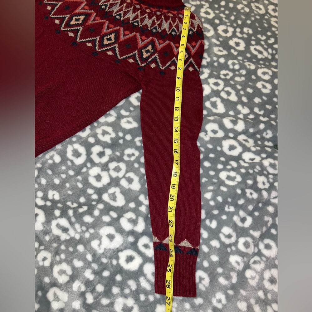 Sherpa Adventure Gear Fair Isle Turtleneck Sweater Red Nordic Knit Small - Picture 13 of 13